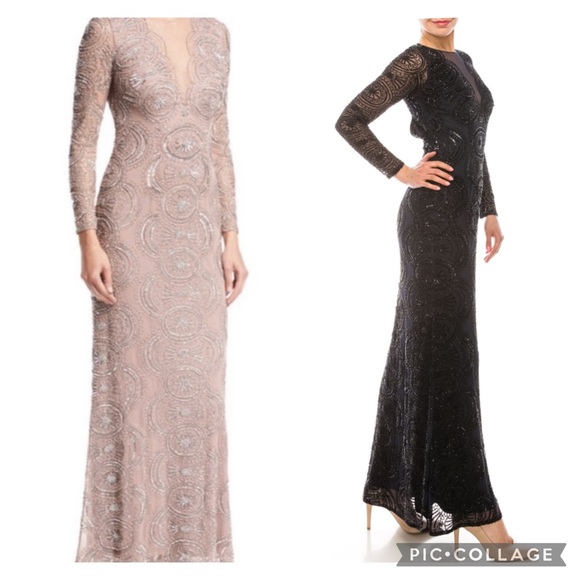 Aidan Mattox geometric long sleeves gown - Picture 2 of 7